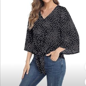 Polka dot tie blouse